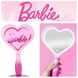 Impressions X Barbie LED Handheld Makeup Mirror w/Standing Base